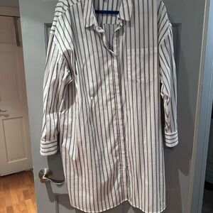 Classic White Striped Shirt Dress